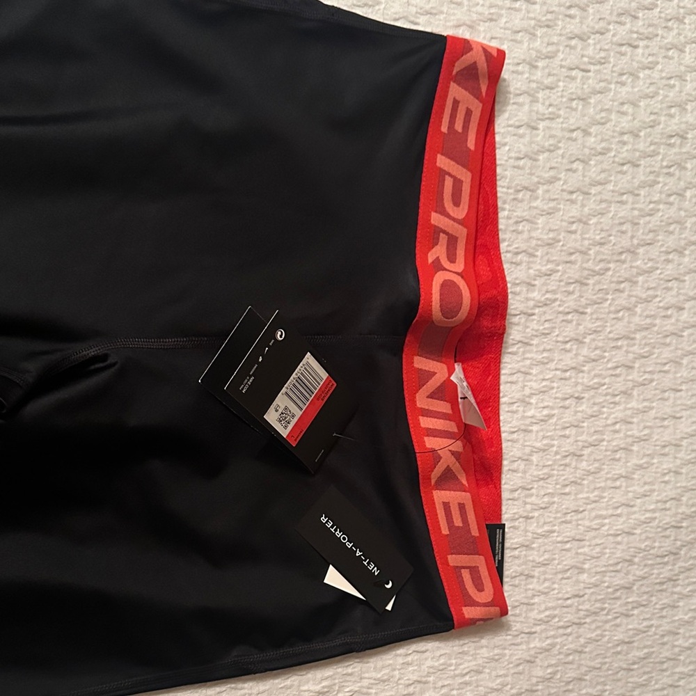 Nike Pro Black Shorts with Red Waistband